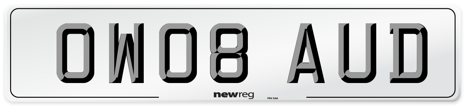 OW08 AUD Number Plate from New Reg